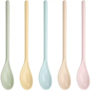 5 Stück Eierlöffel Kunststoff Bunt, Plastiklöffel Klein, Eierlöffel Plastik, Plastiklöffel Langer Stiel, Plastik Löffel Klein Mehrweg für Wohnküche Kaffee Getränke Eier Eis Joghurt