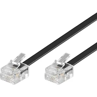 goobay 50319 Modularanschlusskabel, Telefonkabel, RJ11 Stecker (6P4C) auf RJ11 Stecker (6P4C), schwarz,