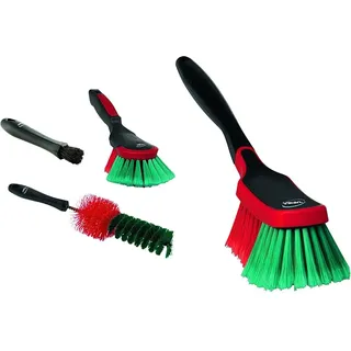 VIKAN car brush set 3 pieces - interior brush, wheel brush & 525252 Multibürste/Felgenbürste, 310 mm, 290 mm, Weich/gesplisst, Schwarz Hinweis: Der Markenname ist möglicherweise nicht sichtbar