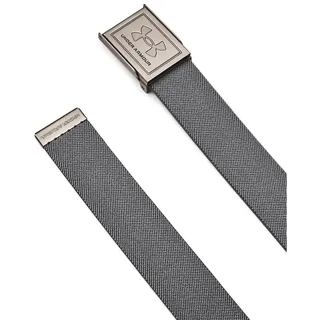 Under Armour Herren Stretch Webbing Belt, strapazierfähiger, elastischer Hosengürtel, verstellbarer Gürtel mit Wendedesign und Klemmschnalle,Castlerock/Black/Silver,OSFM