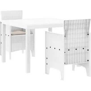 vidaXL Garten Essgruppe 3 pcs Weiß Polt Rattan - Weiß