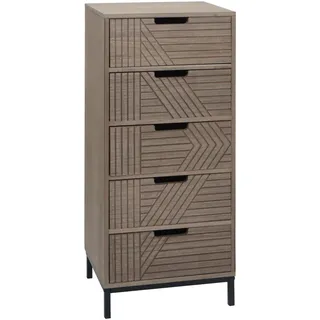 MCW Kommode MCW-N90, Schrank Highboard, 3D-Design 5 Schubladen Holz Metall 84x35x29cm ~ grau-braun