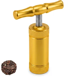 pangdapengpeng Pollenpresse T-Griff, Langlebige Kräuterpresse aus Aluminium, Kleines Presswerkzeug für Kräuter, Gewürze, Knoblauch, Pfeffer (Gold)