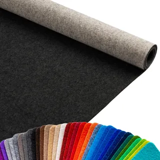 Primaflor Messeteppich Podium | Anthrazit Meliert | 100 x 600 cm | Flacher Eventteppich aus 100 % Polypropylen, CFL-S1, Precoat-Rücken, 2 mm hoch, für Messe und Event