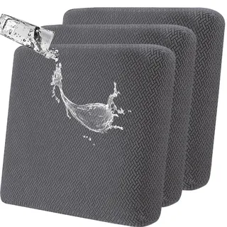 SHANNA Stretch Sitzkissen Sofabezug rutschfest Sitzkissenbezüge: 3 Stück Moderne Sofakissenbezug Wasserabweisende Möbelkissenbezug Jacquard-Gartenmöbelstuhlkissen Schonbezüge Ersatz (Dunkelgrau)