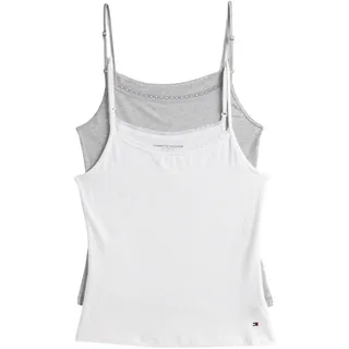 Tommy Hilfiger Damen Tops mit Stretch, Mehrfarbig (White/Grey Heather), S