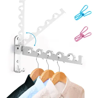 LIVEHITOP Wandkleiderhaken Klappbar, Wand Kleiderständer Klapphaken Aluminium für Waschküche Schlafzimmer Badezimmer (Silber, 1)