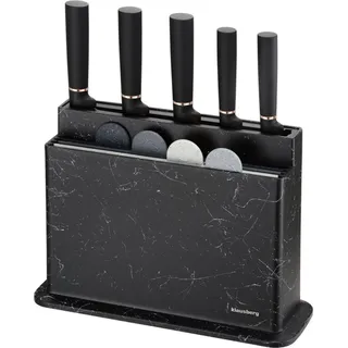 Klausberg Messer Set KB-7834 mit Schneidebrettern in Schwarz Marmor - Schwarz, Grau