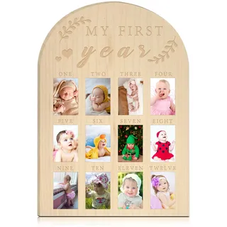 My First Year Bilderrahmen 12 Monate Baby Deko Holz Fotorahmen 12 Monate Baby Deko Junge Mädchen Geschenk für Mama (5,1 cm x 7,6 cm)