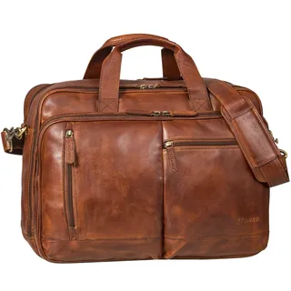 STILORD 'Arnold' Geräumige Laptoptasche Leder 17.3 Zoll bis 19 Zoll Vintage Aktentasche Lehrertasche XXL Echtleder Große Arbeitstasche für Damen und Herren, Farbe:brandy - cognac