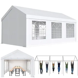 Devoko Pavillon 3x6,Partyzelt 3x6 Wasserdicht Stabil,Pavillon mit 170g PE-Plane,Metall Gestell Gartenzelt,UV-Schutz 50+Große Luxus Hochzeitszelt Festzelt,Zelt Weiß