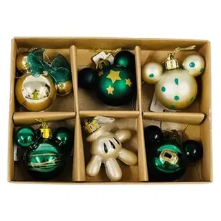 Mickey & Minnie Maus Hängende Kugeln 6er-Pack Weihnachtsbaumdekoration Gold Grün Neuheit Wohndekor Party Wiederverwendbar Haltbar Feiertagsspaß Geschenk