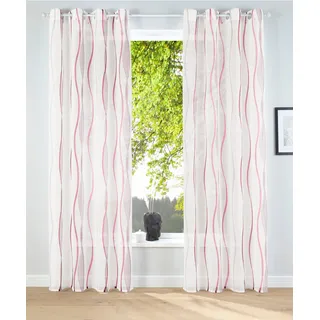 my home Gardine »Dimona« Ösen 2 Stk. tlg. 2-er Set, transparent, Voile, Polyester, Wellen, rosa