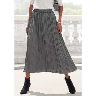 LASCANA Maxirock, mit Plisseefalten, edel glänzende Ware, grau
