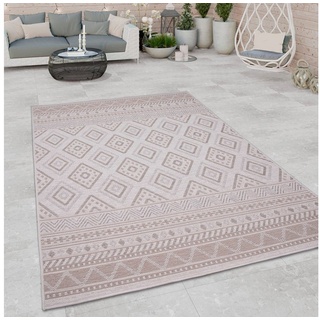 Paco Home Teppich »Vermont 184«, rechteckig, 4 mm Höhe, Flachgewebe, modernes Design mit Rauten, gesteift, Outdoor geeignet, beige