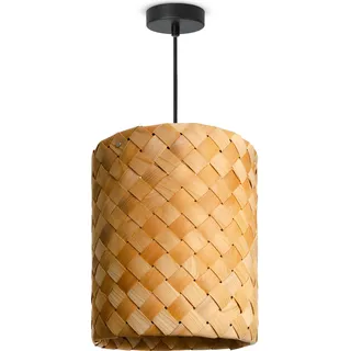 Pendellampe LED Hängeleuchte Wohnzimmer Schlafzimmer Esszimmer Schirm Papier E27 - Schwarz