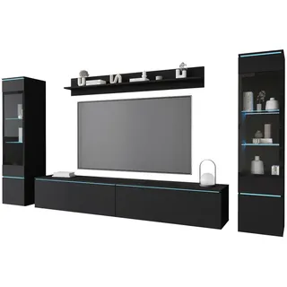 P & B Wohnwand Vera 4-tlg. ca. 240x130 cm Schwarz