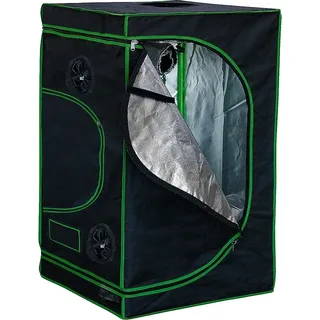 Mucola Gewächshaus inkl. 3 in 1 Feuchtigkeitsmessgerät für Pflanzen Pflanzenzelt Growbox Indoor Pflanzenzelt Zuchtzelt Zuchtschrank Darkroom Frühbeet Schwarz Grün - 120x120x200cm - Schwarz