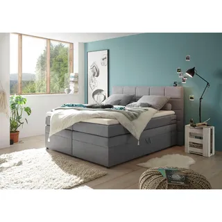 ed exciting design "Tacoma", grau (hellgrau soro 90 light grau), B:204cm L:212cm, Komplettbetten, Boxspringbett, inkl. Bettkasten und Topper