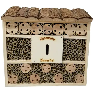 Dehner Natura Premium Insektenhotel Andrena, Insektenhaus / Nistkasten für Bienen/Schmetterlinge/Käfer, ca. 29.5 x 9.5 x 28.5 cm, Kiefern-, Tannenholz/Bambus/Sperrholz, natur