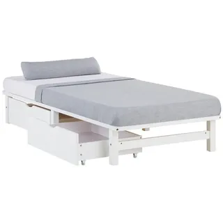 Homestyle4u Bettschubkasten 2er Set Weiß 82/53,3 cm , Holz , Schlafzimmer, Betten, Bettgestelle- Einzelteile, Bettkästen