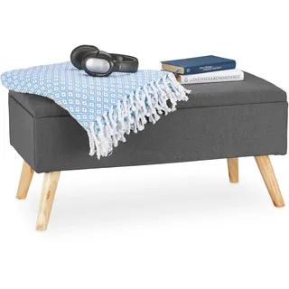 Relaxdays Truhenbank gepolstert Grau 39,5 x 79,5 x 39,5 cm