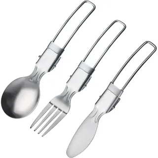 Westmark Campingbesteck – klappbares Camping-Besteckset für draußen und unterwegs, Outdoor-Besteck inkl. Beutel, ideal beim Wandern und Picknick – Edelstahl, 3 Stück