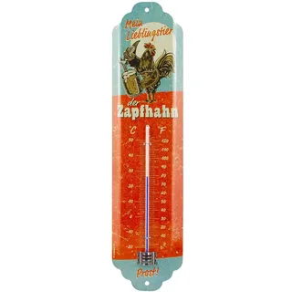 Nostalgic-Art Retro Thermometer, 7 x 28 cm, Lieblingstier Zapfhahn – Geschenk-Idee für Bier-Fans, aus Metall, Vintage Design, Bier-Deko
