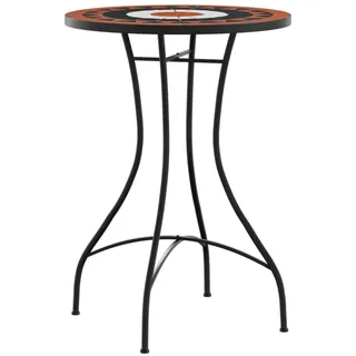 vidaXL Mosaik-Bistrotisch Ø 50 x 70 cm Terrakottarot/Weiß