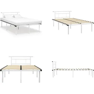 vidaXL Bettgestell Weiß Metall 120x200 cm - Bettgestell - Bettgestelle - Bettrahmen - Bettrahmen - Weiß