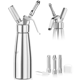 Newaner 500ml sahnespender,Sahnesyphon Aluminium mit 3 Edelstahl Deko-Düsen