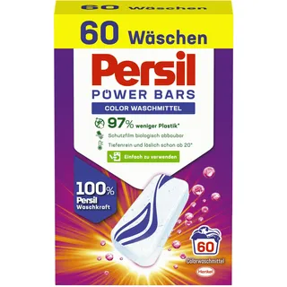 Persil Power Bars Color Waschmittel (60 Waschladungen), vordosiertes Buntwaschmittel in nachhaltiger Verpackung, für hygienisch reine Wäsche bereits ab 20° C