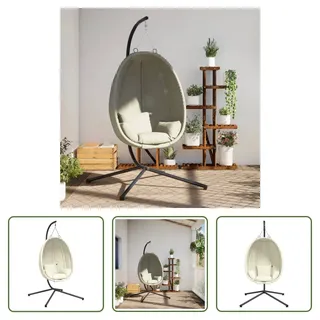 The Living Store Hängesessel Ei-Design mit Ständer Beige Stoff und Stahl - Beige