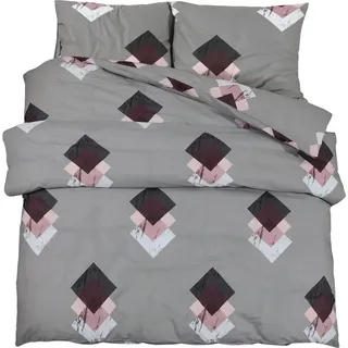Bettwäsche-Set Grau 200x220 cm Baumwolle - Grau