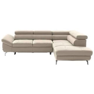 Novel Ecksofa , Creme , Leder , Echtleder , Ottomane rechts, L-Form , 270x220 cm , Lederauswahl, seitenverkehrt erhältlich, Hocker erhältlich , Wohnzimmer, Sofas & Couches, Wohnlandschaften, Ecksofas