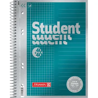 Brunnen Collegeblock Premium Student „DUO“ A5, kariert/liniert, 80 Blatt, petrol