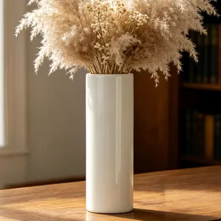 JIDOFUE Weiße Keramikvase, hohe Blumenvase, 12 Zoll/30 cm hoch Moderne große strukturierte Bodenvasen für Home Decor, Bauernhaus, Regal, Wohnzimmer Tischmittelpunkte,Skinny Vase für Pampasgras