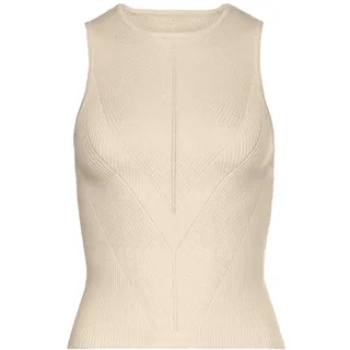 LASCANA LASCANA, Stricktop mit Strickmuster, hochgeschlossenes Damentop mit breiten Trägern, beige