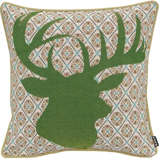 H.O.C.K. Dekokissen »Harry Hirsch« im modernen Landhausstil, Wendekissenhülle mit Füllung, 1 Stück, grün