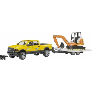 bruder 02546 - RAM Rental Service mit Minibagger - 1:16 Fahrzeuge, Pick-up, Geländewagen, Jeep, Baustelle, Baufahrzeug, Spielzeug ab 4 Jahre