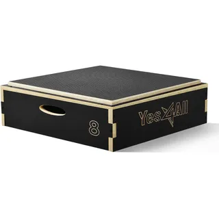 Yes4All RZ4E 3 in 1 Plyo Box aus Holz mit rutschfester Oberfläche, 20,3 cm H, Plyometric Box Plattform für Sprungtraining, Jump Boxes für Home Gym Übung und Outdoor Workout, Schwarz