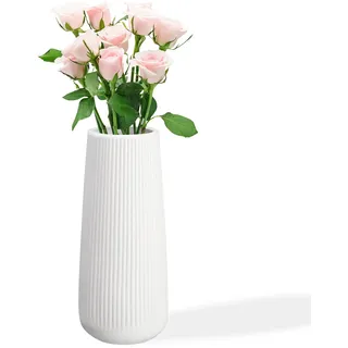 Cexovo Keramik Vase,Blumenvase Keramik Vasen für Blumen, Dekorative Vasen für Pampasgras Deko, Modern Kleine Vase für Home Wohnzimmer Esstisch Bauernhaus Büro Dekor Weiß