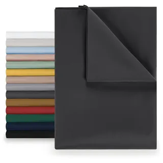 Blumtal® Basic Betttuch 240x275 cm für Matratzen 160x200 cm - Bettlaken ohne Gummi - Oeko-TEX zertifiziertes Betttuch ohne Gummi - Leintuch aus gebürstetem Microfaser/Bettlaken 160 x 200 in Anthrazit
