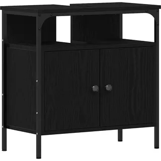 vidaXL Waschbeckenunterschrank Schwarz Eichen-Optik 60x30x60 cm - Schwarz