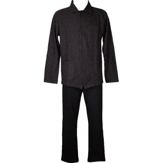 RAGNO Herrenpyjama vorne offen mit Knöpfen, Kragen, Taschen und Brusttasche, Öko-Fleece, warmer und weicher Winterartikel U780N7, Taglia 52, Cotone 46%,Poliestere 54%