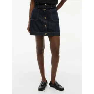 Jeansrock TOMMY HILFIGER "MINI SKIRT RINSE HW", Damen, Gr. L (42/44), rinse, Denim/Jeans, Obermaterial: 100% Baumwolle, unifarben, regular fit mini, Röcke Jeansrock, mit stilvoller Knopfleiste, aus Baumwolle