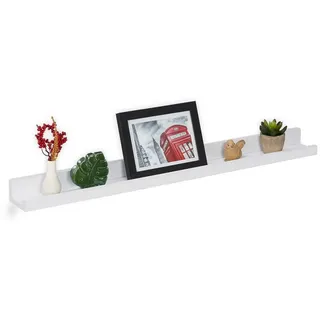 Relaxdays Bilderleiste, 80 cm breit, schmales Wandregal für Bilderrahmen, Bücher - weiß