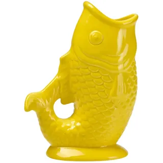 Ambia Home Vase , Gelb , Keramik , Fisch , 18.4x24.9x9 cm , zum Stellen, auch für frische Blumen geeignet , Dekoration, Vasen, Keramikvasen