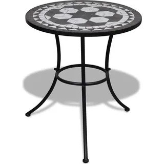 vidaXL vidaXL-Bistrotisch-60-cm-Mosaik-schwarz-weiß - Schwarz