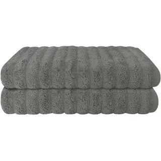 Schiesser Duschtücher "Neapel aus 100% Baumwolle mit eleganter Hoch-Tief-Optik" OEKO-TEX MADE IN GREEN, dunkelgrün